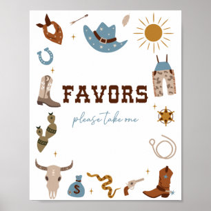 Póster Letrero de favores de cumpleaños de Rodeo 1