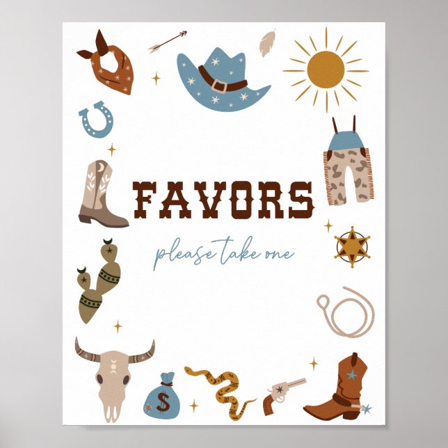 Póster Letrero de favores de cumpleaños de Rodeo 1 (Frente)