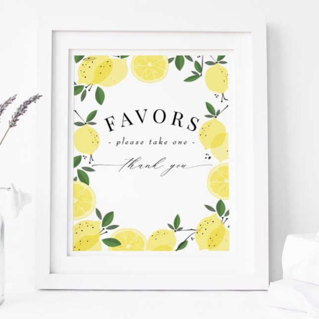 Póster Letrero de favores de ducha de limón amarillo cítr (Subido por el creador)