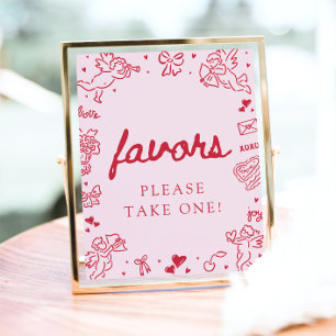Póster Letrero de favores de San Valentín moderno rosa di