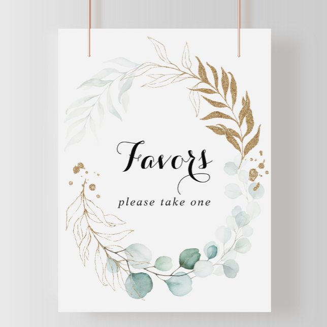 Póster Letrero de favores florales de eucalipto dorado rú (Subido por el creador)