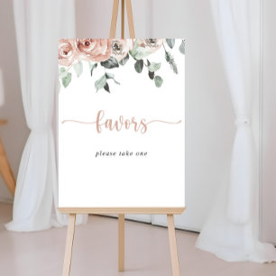 Póster Letrero de favores florales de rosa polvorienta cl