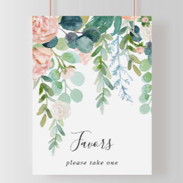 Póster Letrero de Favores Florales Tropicales Coloridos I