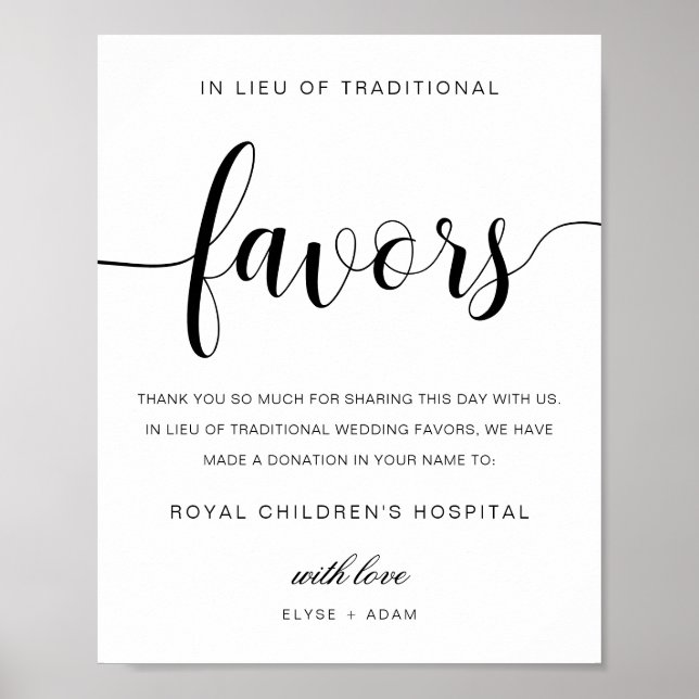 Póster Letrero de favores Leyton Modern Minimal In Lieu (Frente)