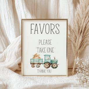 Póster Letrero de favores para baby shower de Little Farm
