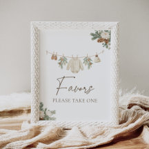 Letrero de Favores para Baby Shower de Ropa de Inv