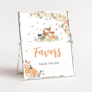 Póster Letrero de Favoritos de Animales del Bosque Floral