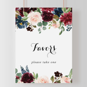 Póster Letrero de Favoritos de Caligrafía Burgundy Rústic