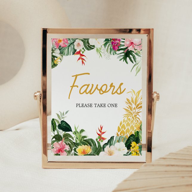 Póster Letrero de Favoritos de Ducha de Bebé Piña Aloha B (Aloha Baby Shower Sign)