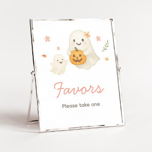 Póster Letrero de Favoritos de Halloween Pink Little Boo