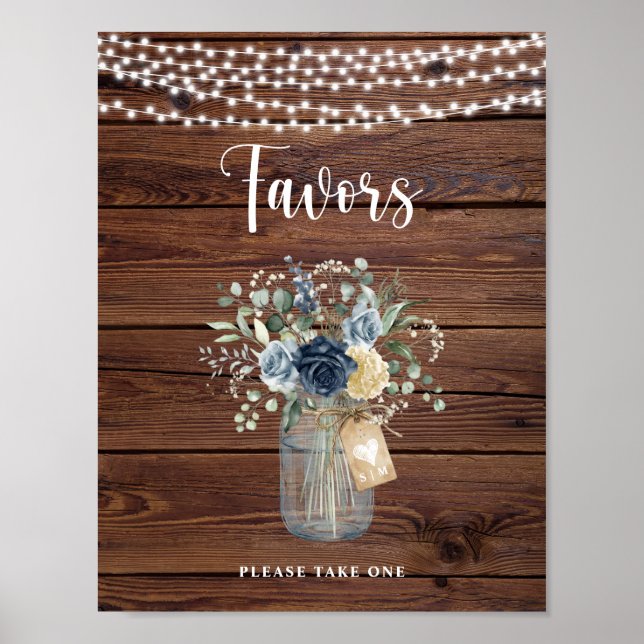 Póster Letrero de Favoritos de Luces de Cuerda de Madera  (Frente)