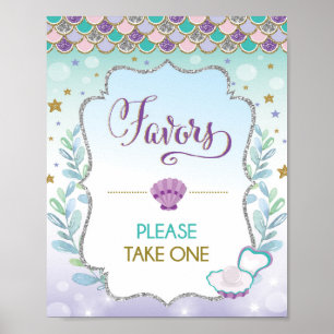Póster Letrero de Favoritos de Sirena Cumpleaños Baby Fie