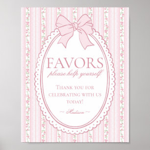 Póster Letrero de Favoritos Florales Antiguos Elegantes d