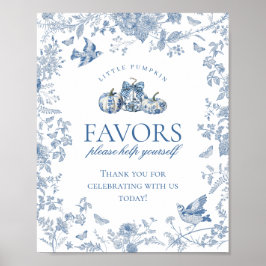 Póster Letrero de Favoritos Florales de Calabaza Toile Az