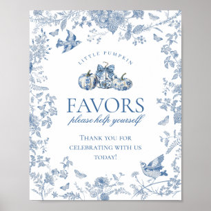 Póster Letrero de Favoritos Florales de Calabaza Toile Az