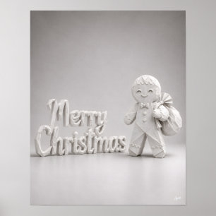 Póster Letrero de Feliz Navidad de Pan de Jengibre de Ori