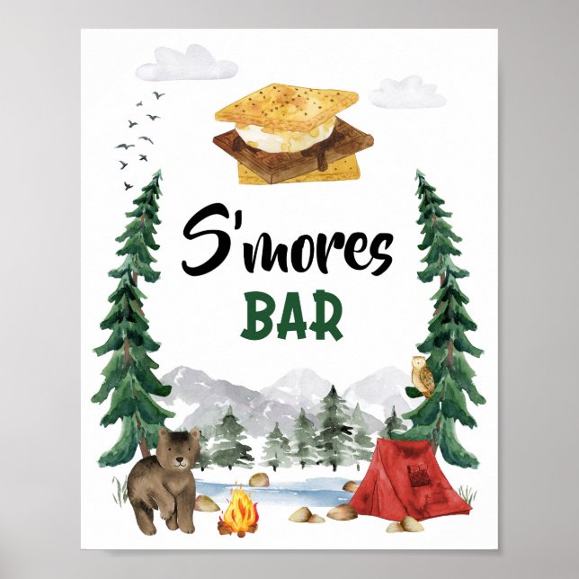 Póster Letrero de Fiesta de Barra de S'mores (Frente)