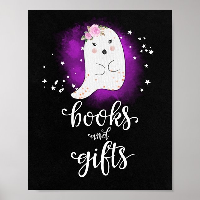 Póster Letrero de Fiesta de Bebé de Halloween para Libros (Frente)