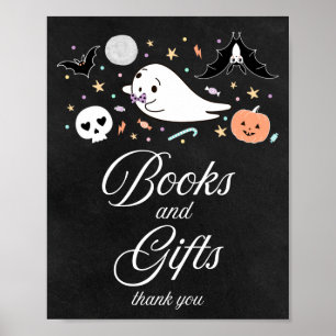 Póster Letrero de Fiesta de Bebé de Halloween para Libros