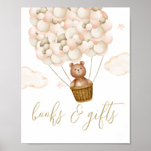 Póster Letrero de fiesta de bebé de oso de peluche Libros