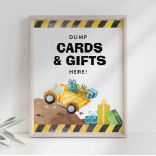 Póster Letrero de fiesta de camión de construcción regalo