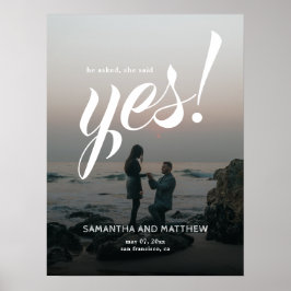 Póster Letrero de fiesta de compromiso Ella dijo que sí m