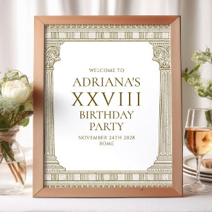Póster Letrero de fiesta de cumpleaños elegante con eleme