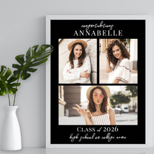Póster Letrero de Fiesta de Graduación con Collage de Fot