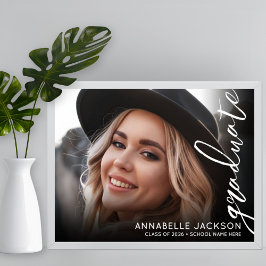 Póster Letrero de fiesta de graduación en foto en blanco