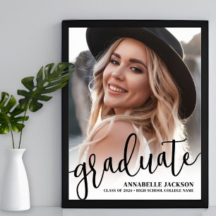 Póster Letrero de fiesta de graduación en foto en blanco 