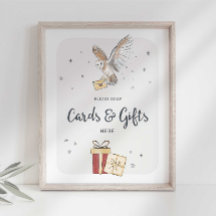 Letrero de fiesta de mago de tarjetas y regalos