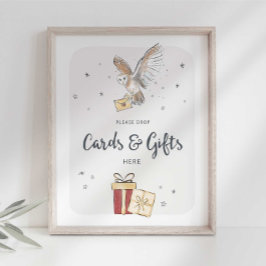 Póster Letrero de fiesta de mago de tarjetas y regalos