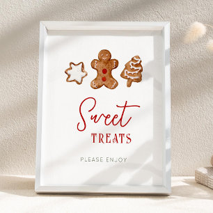 Póster Letrero de Fiesta de Navidad de Dulces Golosinas