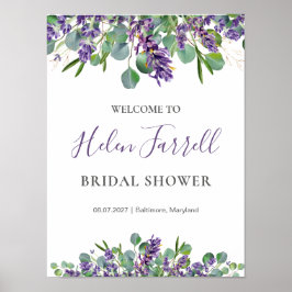 Póster Letrero de fiesta de novia con flores de lavanda y