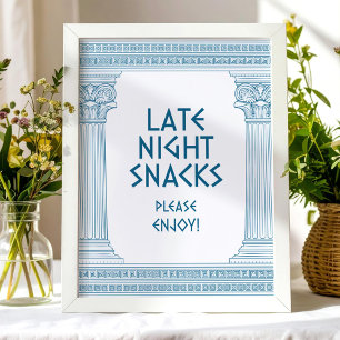 Póster Letrero de fiesta de Snacks de última hora con tem