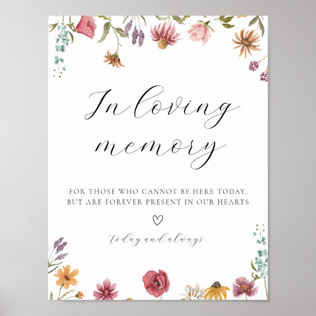 Póster Letrero de Flor Silvestre En Memoria Amorosa (Frente)