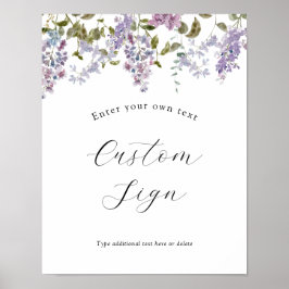 Póster Letrero de flores de lavanda y lila con texto pers