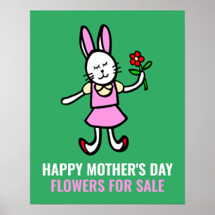 Póster Letrero de flores en venta, venta personalizada de