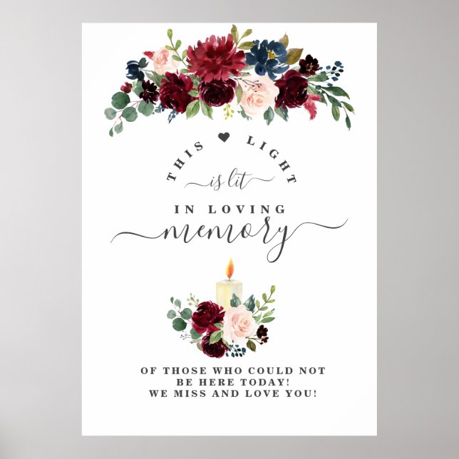 Póster Letrero de Flores Rosadas de Borgoña Encantadoras  (Frente)