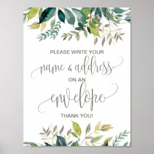 Póster Letrero de follaje para direccionar un sobre