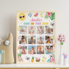 Póster Letrero de Foto de Cumpleaños de Un Año en el Sol