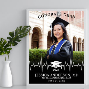 Póster Letrero de foto de graduación de la facultad de me