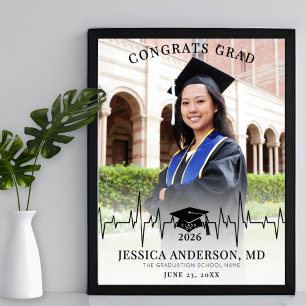 Póster Letrero de foto de graduación de la facultad de me