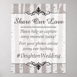 Póster Letrero de Fotos con Hashtag de Boda Rústico de Ab