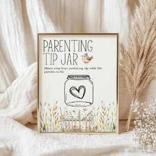 Póster Letrero de frasco de consejos de crianza para baby