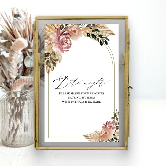 Póster Letrero de frasco para noche de cita de boda boho  (Subido por el creador)