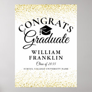 Póster Letrero de Graduación Moderno con Brillo Dorado El