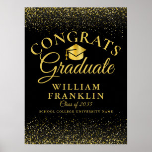 Póster Letrero de Graduación Moderno con Brillo Negro y D