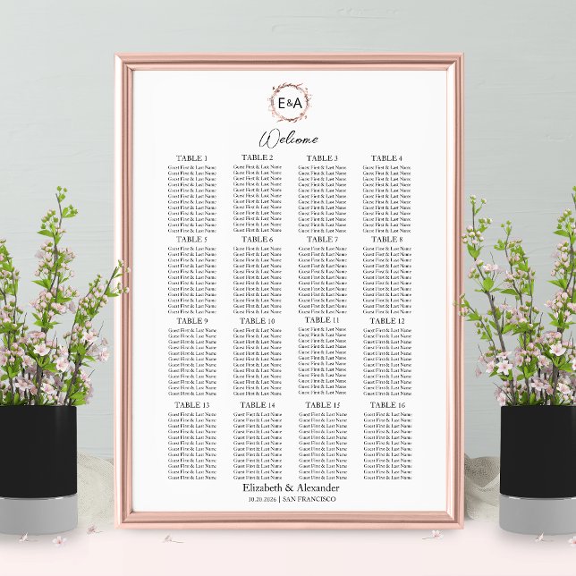Póster Letrero de Gráfico de Asientos de Boda con Monogra (Subido por el creador)