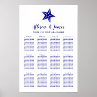 Letrero de gráfico de asientos de boda de estrella